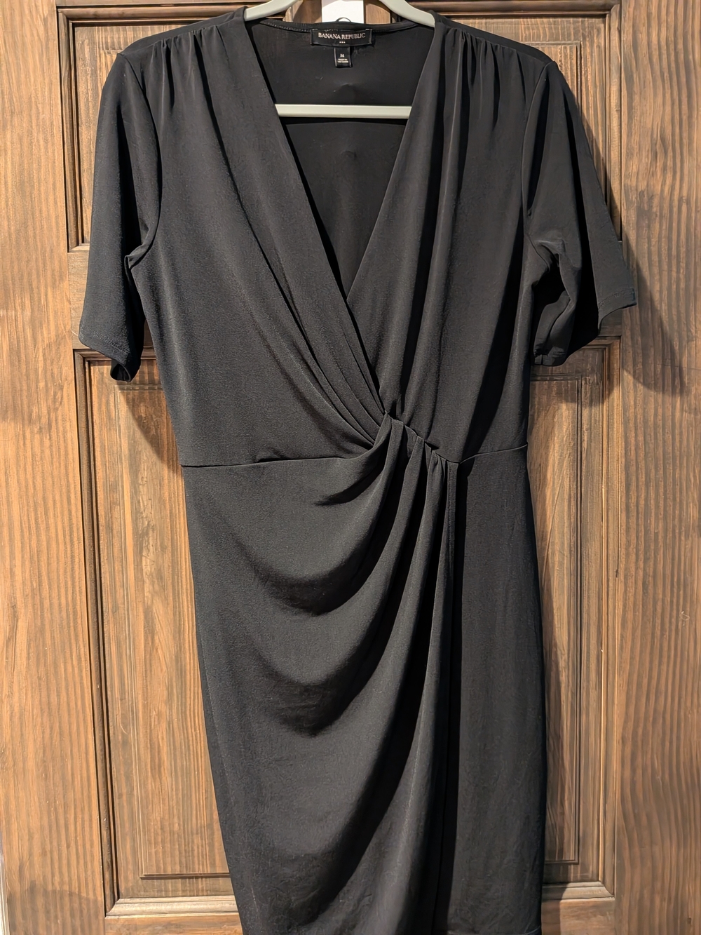 Banana Republic Black Draped Twist Midi Dress